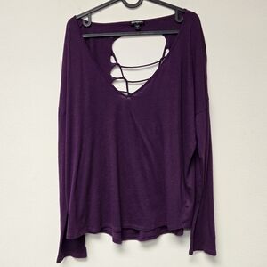Express Open Back Cut Out T-shirt Purple L